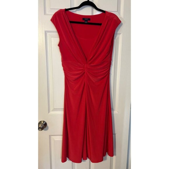 Chaps Ralph Lauren A Line Midi Dress Large L Coral Orange Sleeveless Washable - Picture 10 of 10
